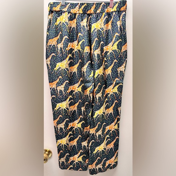 J Crew Collection Pull On Silk Twill Pant in Spice Saffron Giraffe Print size10 - Picture 3 of 3